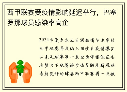 西甲联赛受疫情影响延迟举行，巴塞罗那球员感染率高企